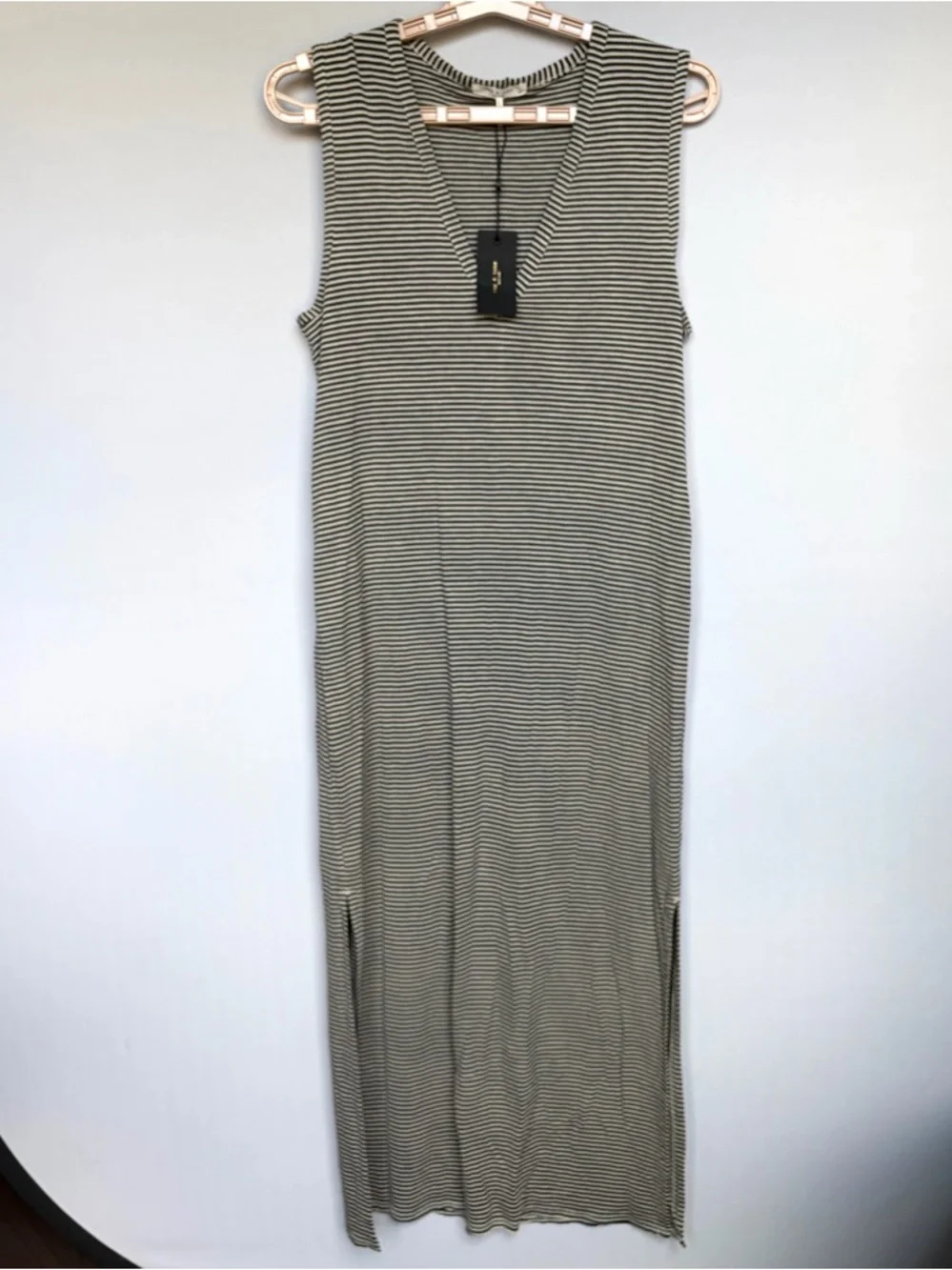 Rag & Bone Michal Striped Slub Jersey Midi Dress Sz S Casual Linen Blend NWT - Picture 11 of 16